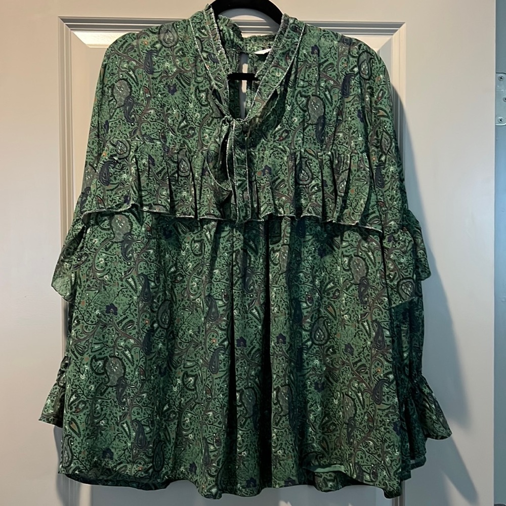Lucky Brand Ruffle Paisley Floral Blouse